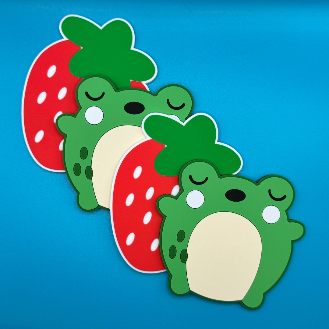 Strawberry & Frog Coaster 4 Pack