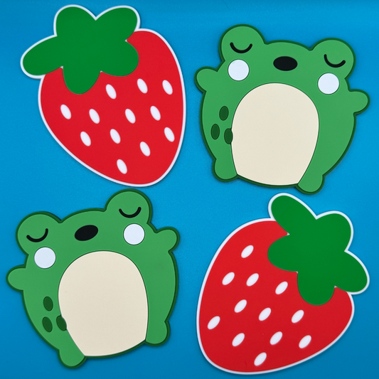 Strawberry & Frog Coaster 4 Pack