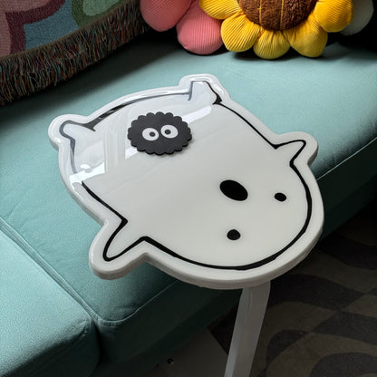 White Blob Accent Table + 3 SOOT COASTERS